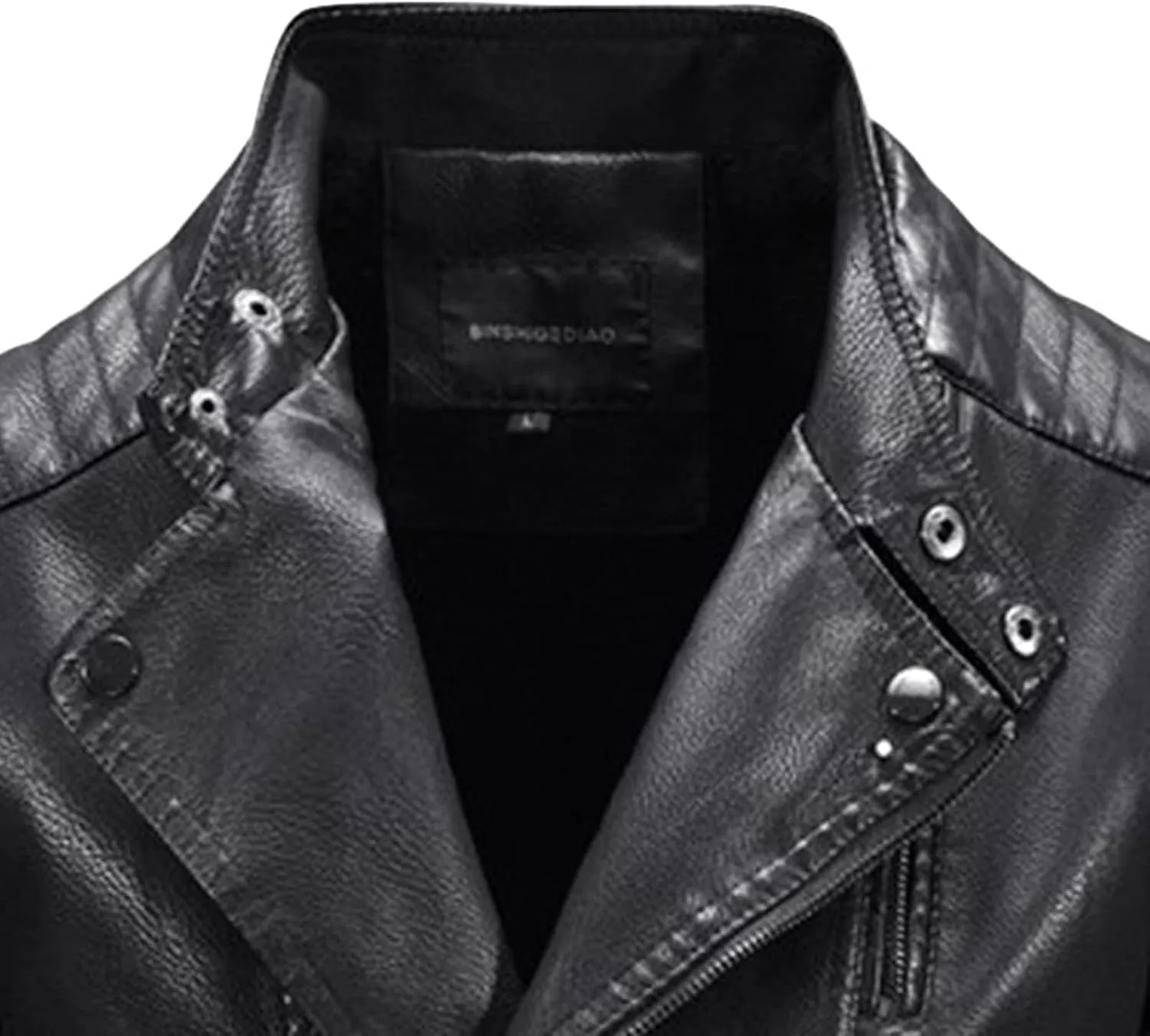 JEsilunmaMY Men's Notch Collar Moto Biker Coat Slim Fit Motorcycle PU Leather Jacket Fall Winter Casual Windproof Outwear