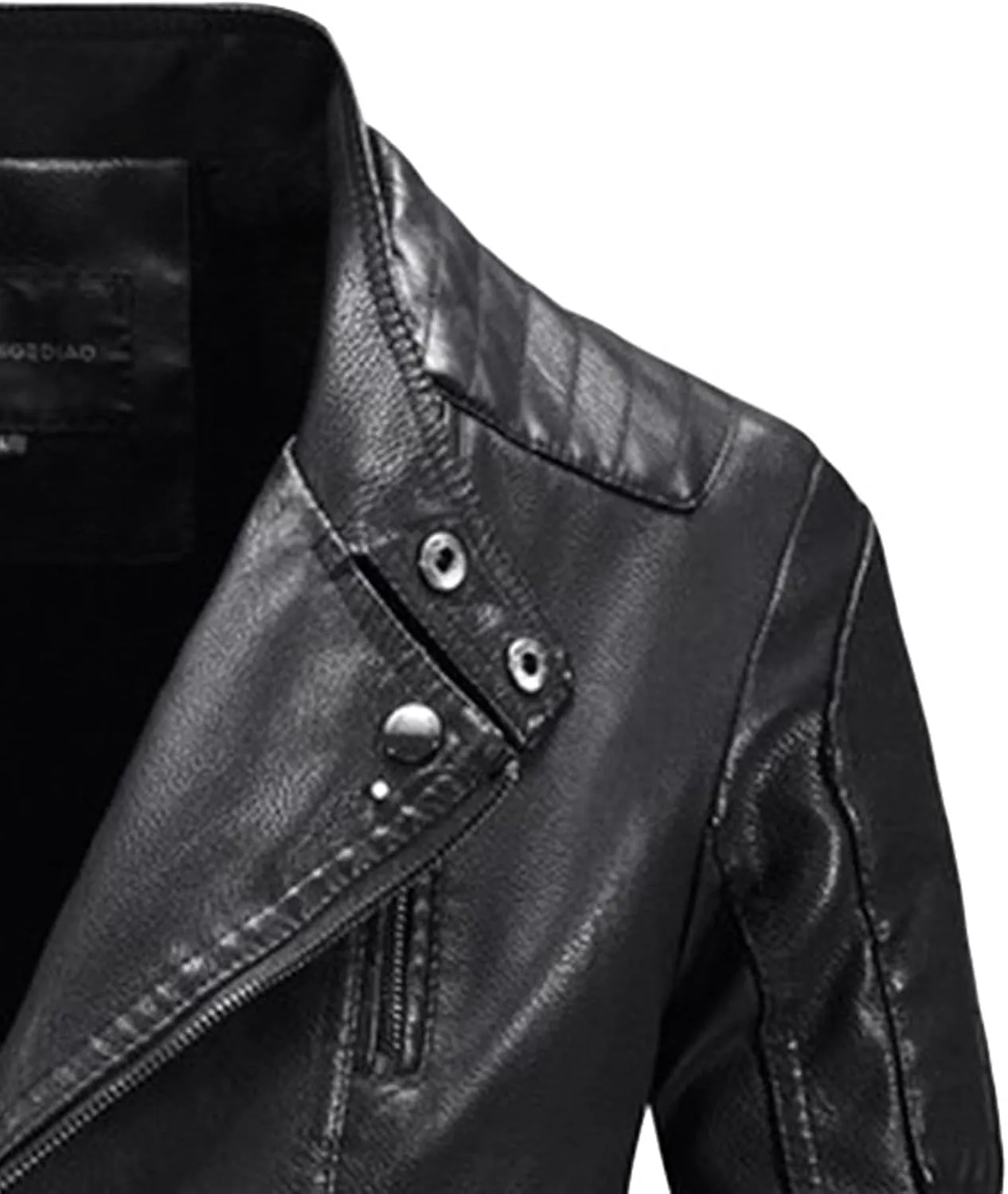 JEsilunmaMY Men's Notch Collar Moto Biker Coat Slim Fit Motorcycle PU Leather Jacket Fall Winter Casual Windproof Outwear