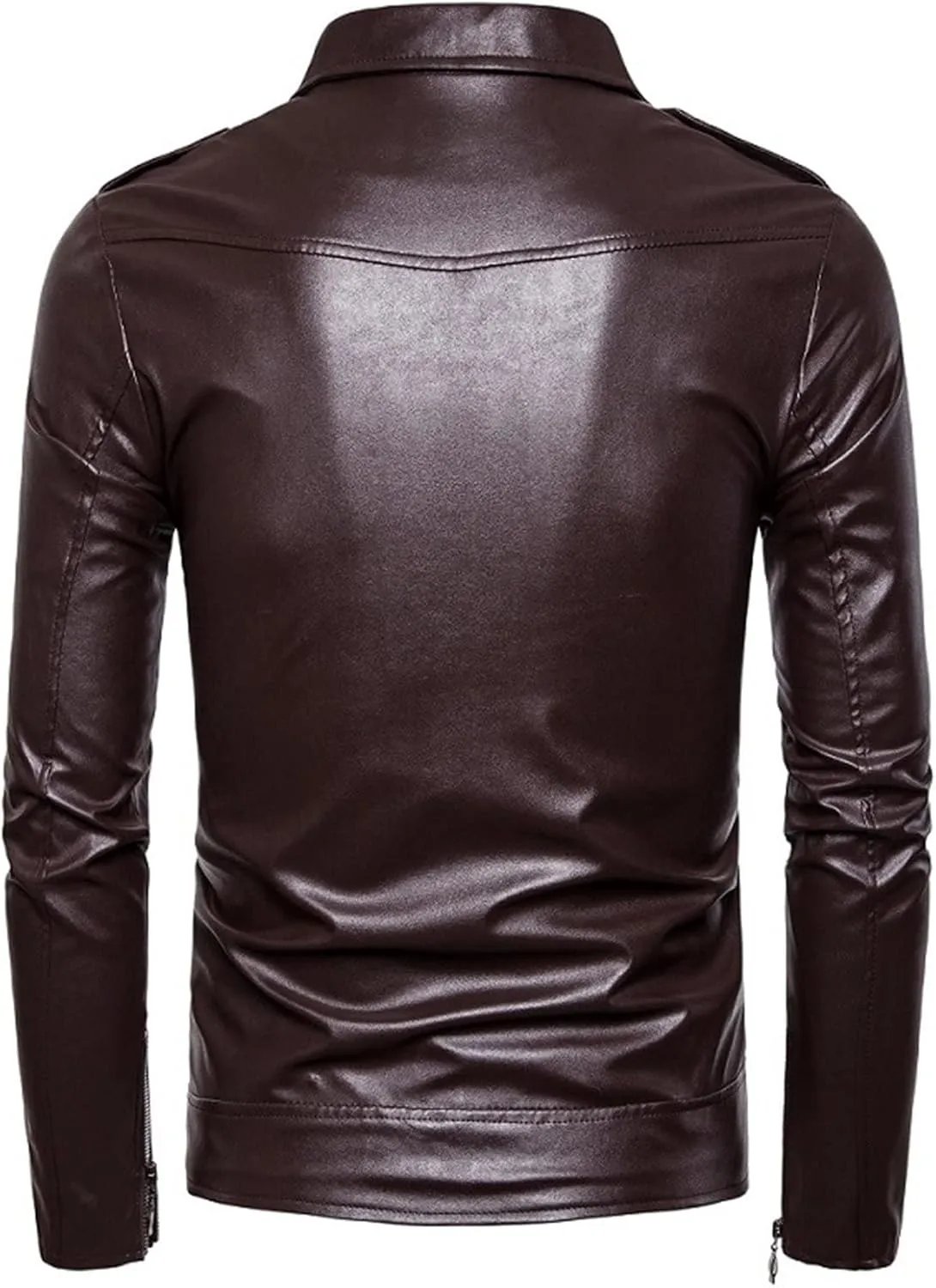 JEsilunmaMY Men's Slimming Motorcycle Jackets Asymmetric Zip Lapel Belt Leather Jackets Fashion Casual Moto Biker Bomber Coat