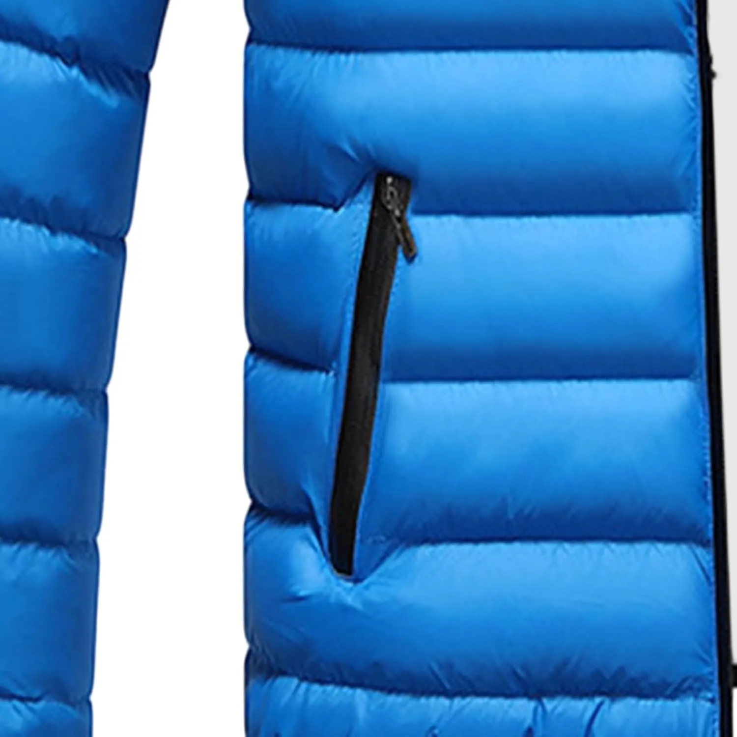 JEsilunmaMY Slim Winter Down Jacket for Men Full Zip Stand Collar Warm Puffer Coats Solid Color Windproof Padded Outwear