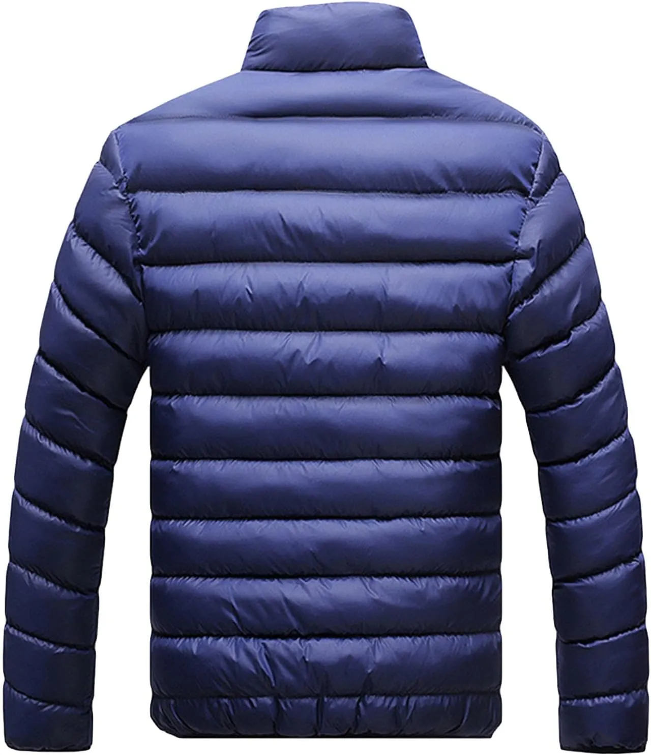 JEsilunmaMY Slim Winter Down Jacket for Men Full Zip Stand Collar Warm Puffer Coats Solid Color Windproof Padded Outwear