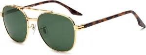 JIM HALO Retro Square Aviator Sunglasses Premium Glass Lens Flat Metal Eyewear Men Women
