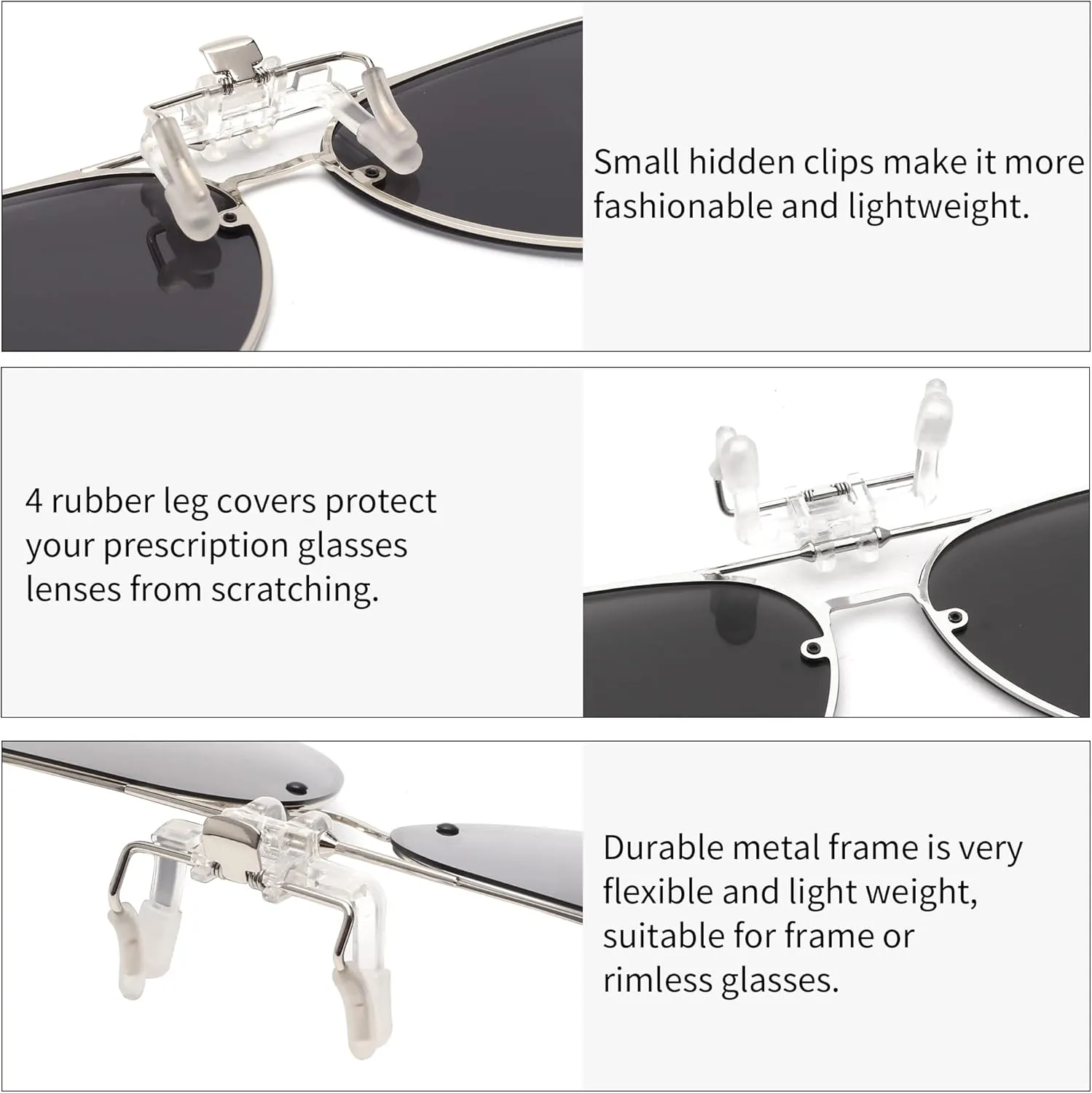 JM Retro Clip on Aviator Sunglasses, Polarized Flip up Over Prescription Glasses Men Women