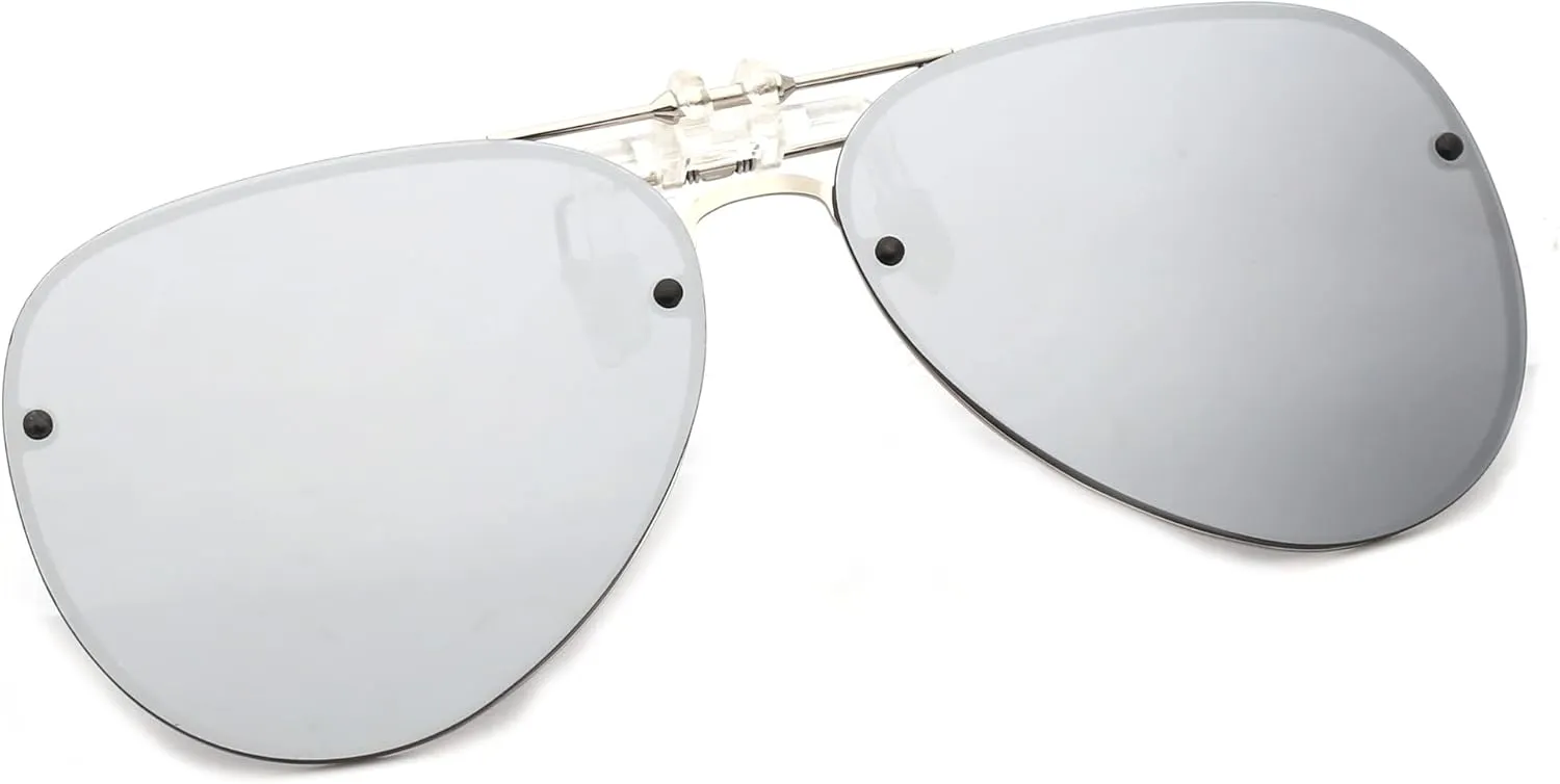 JM Retro Clip on Aviator Sunglasses, Polarized Flip up Over Prescription Glasses Men Women