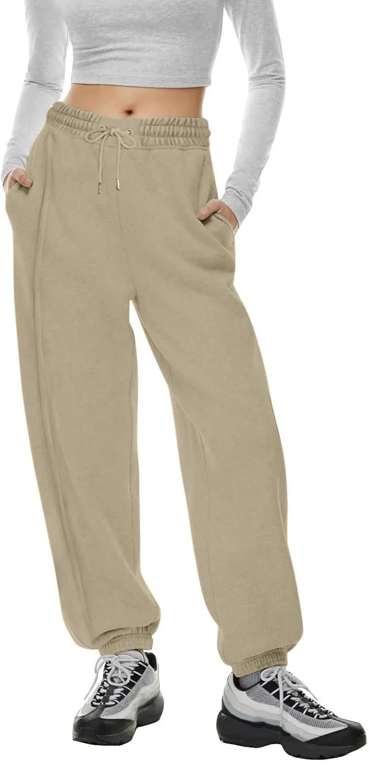 Jogger Pants for Women Elastic Waist Drawstring Fleece Sweatpants Y2k Comfy High Waisted Yoga Pants with Pockets