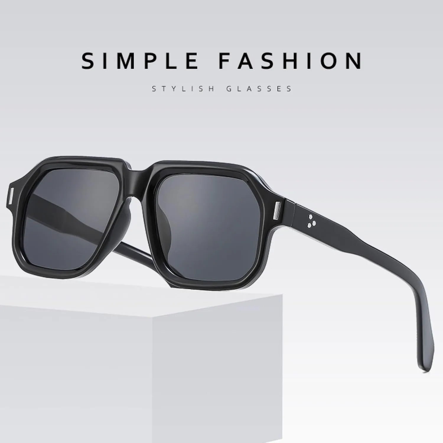 Large Frame Rectangular Sunglasses for Women Fashion Minimalist Style Uv400