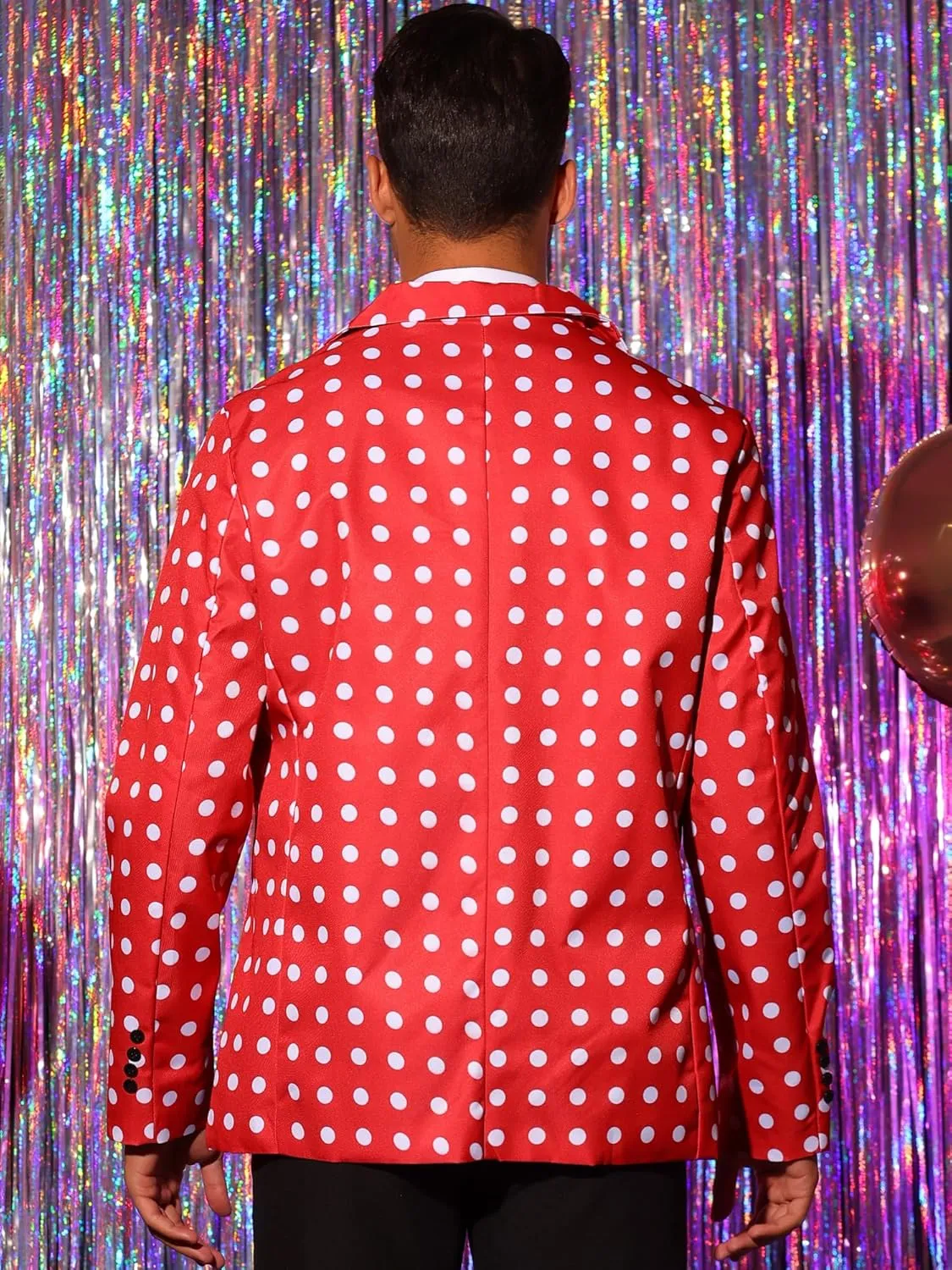 Lars Amadeus Polka Dots Blazers for Men's Classic Slim Fit One Button Business Sport Coats