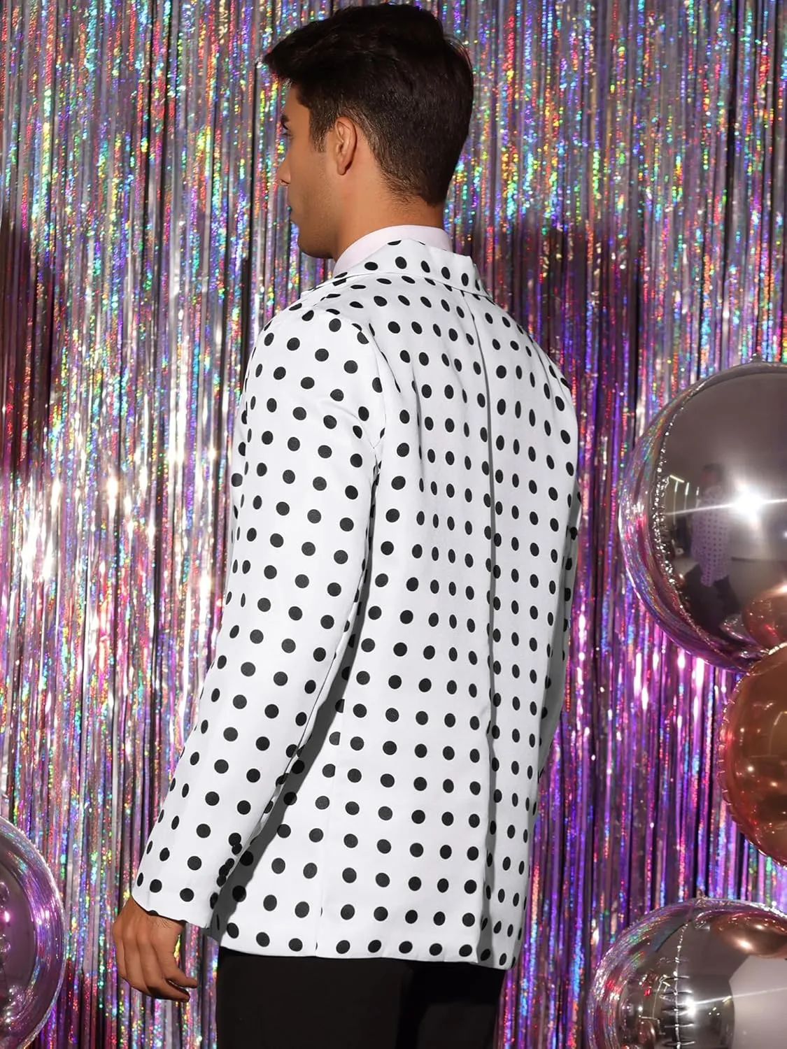 Lars Amadeus Polka Dots Blazers for Men's Classic Slim Fit One Button Business Sport Coats