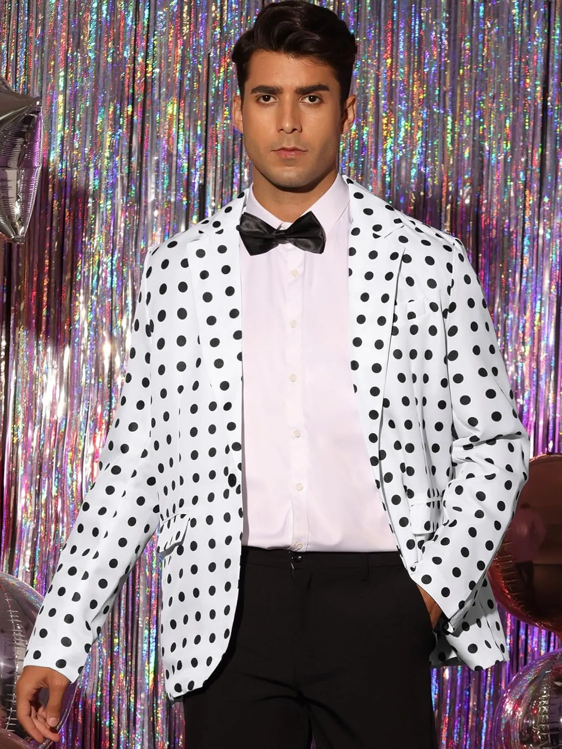 Lars Amadeus Polka Dots Blazers for Men's Classic Slim Fit One Button Business Sport Coats