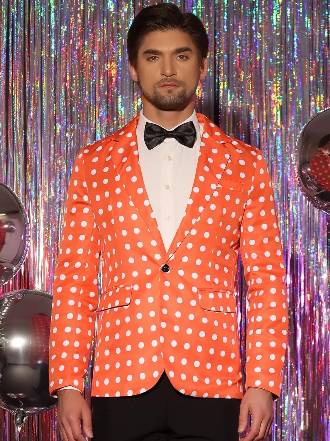 Lars Amadeus Polka Dots Blazers for Men's Classic Slim Fit One Button Business Sport Coats