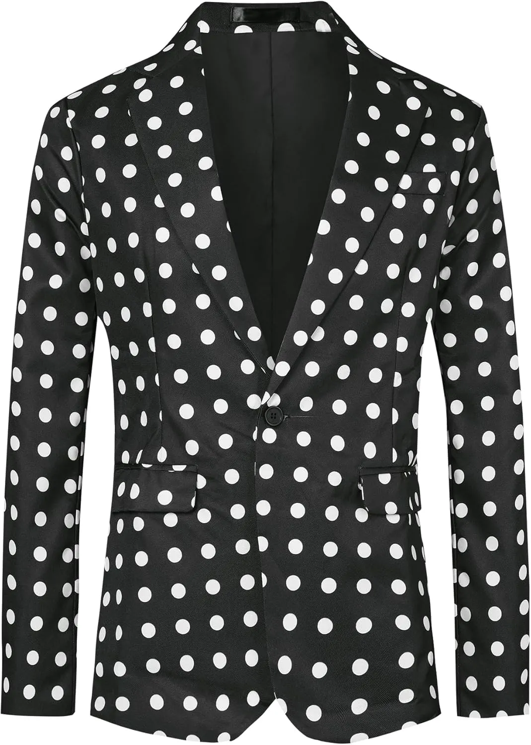 Lars Amadeus Polka Dots Blazers for Men's Classic Slim Fit One Button Business Sport Coats
