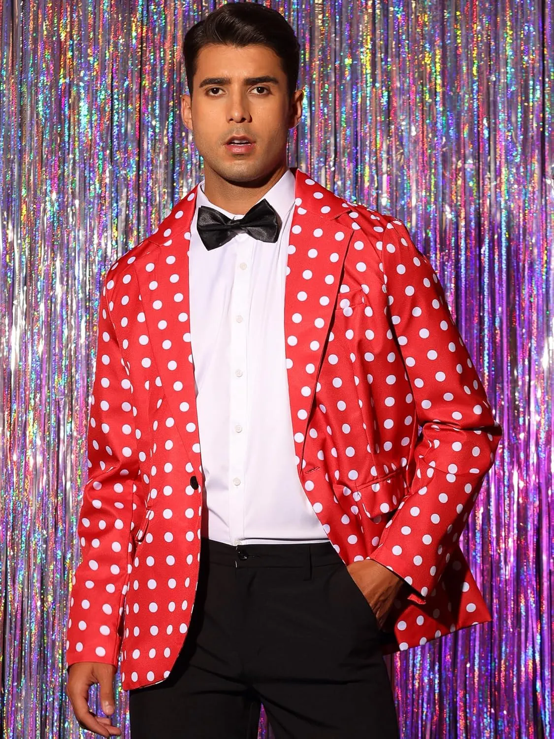 Lars Amadeus Polka Dots Blazers for Men's Classic Slim Fit One Button Business Sport Coats