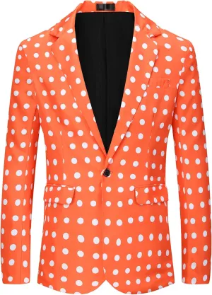 Lars Amadeus Polka Dots Blazers for Men's Classic Slim Fit One Button Business Sport Coats