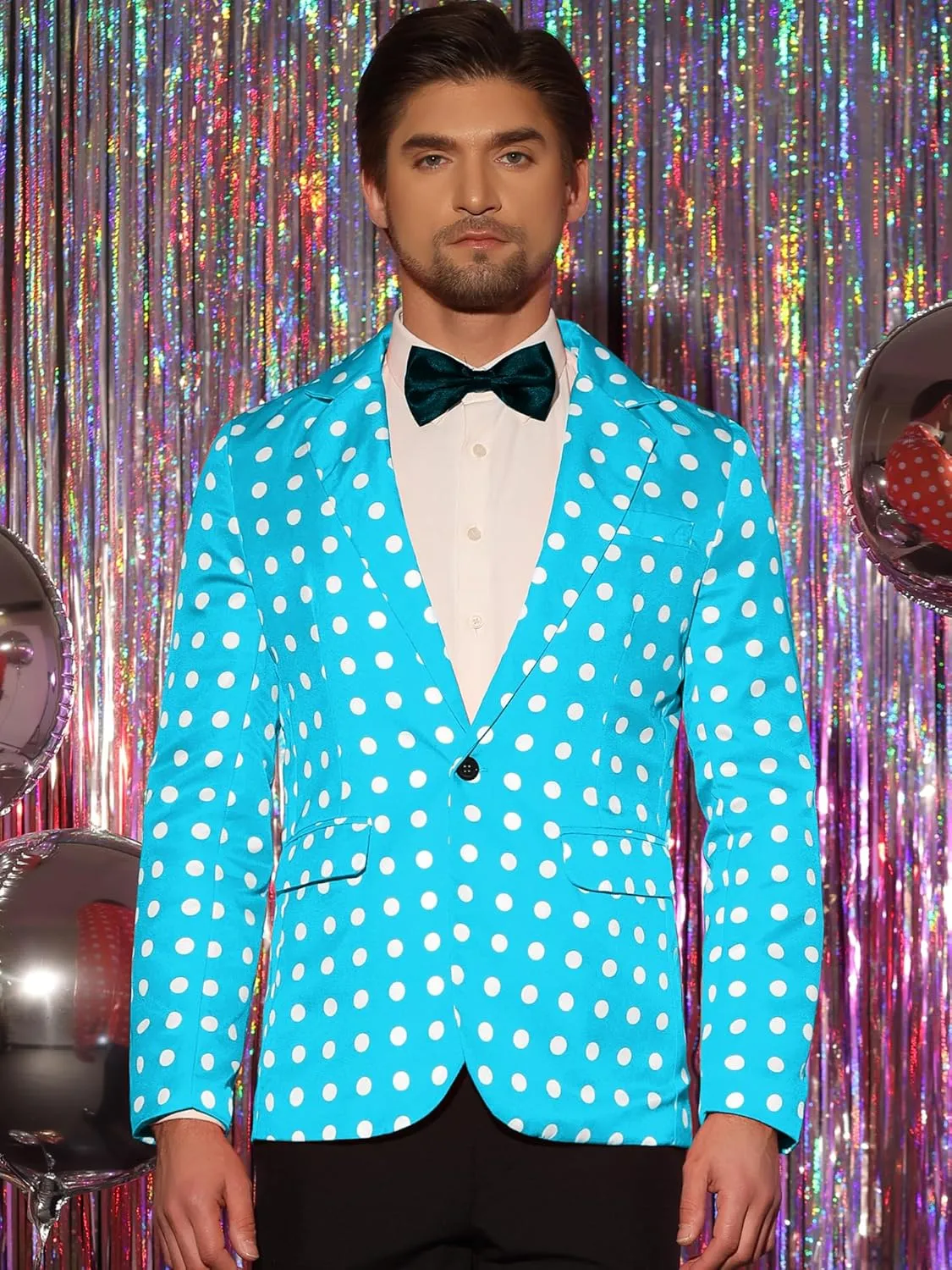Lars Amadeus Polka Dots Blazers for Men's Classic Slim Fit One Button Business Sport Coats