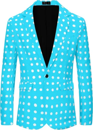 Lars Amadeus Polka Dots Blazers for Men's Classic Slim Fit One Button Business Sport Coats