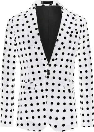 Lars Amadeus Polka Dots Blazers for Men's Classic Slim Fit One Button Business Sport Coats