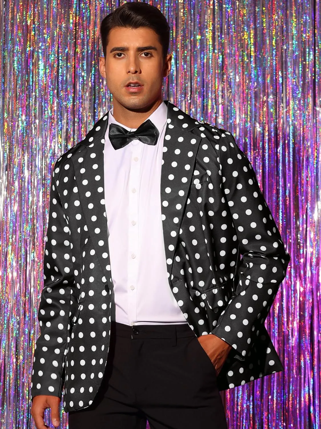 Lars Amadeus Polka Dots Blazers for Men's Classic Slim Fit One Button Business Sport Coats
