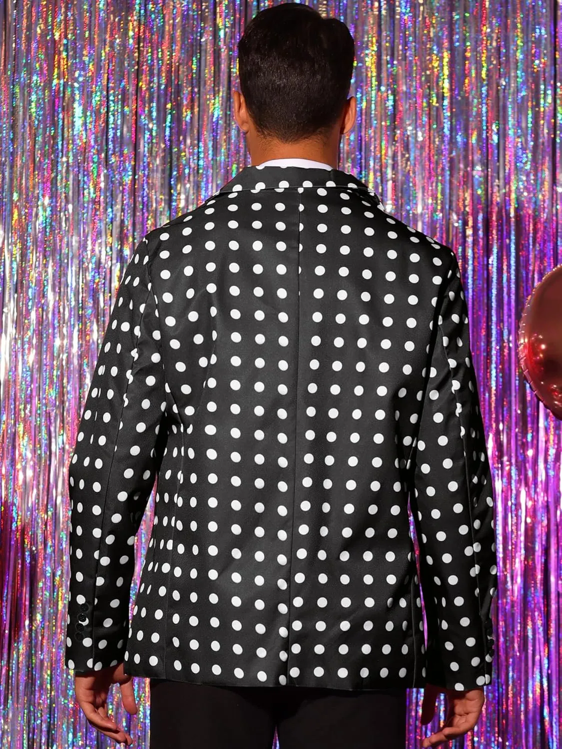 Lars Amadeus Polka Dots Blazers for Men's Classic Slim Fit One Button Business Sport Coats