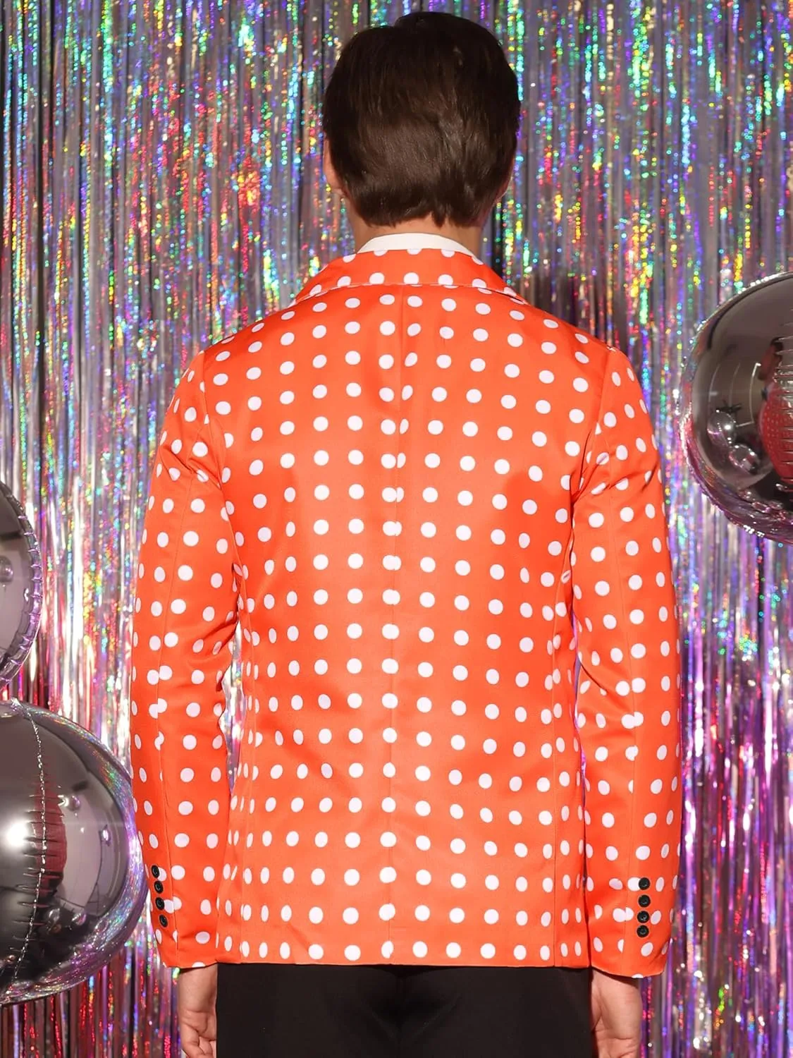 Lars Amadeus Polka Dots Blazers for Men's Classic Slim Fit One Button Business Sport Coats