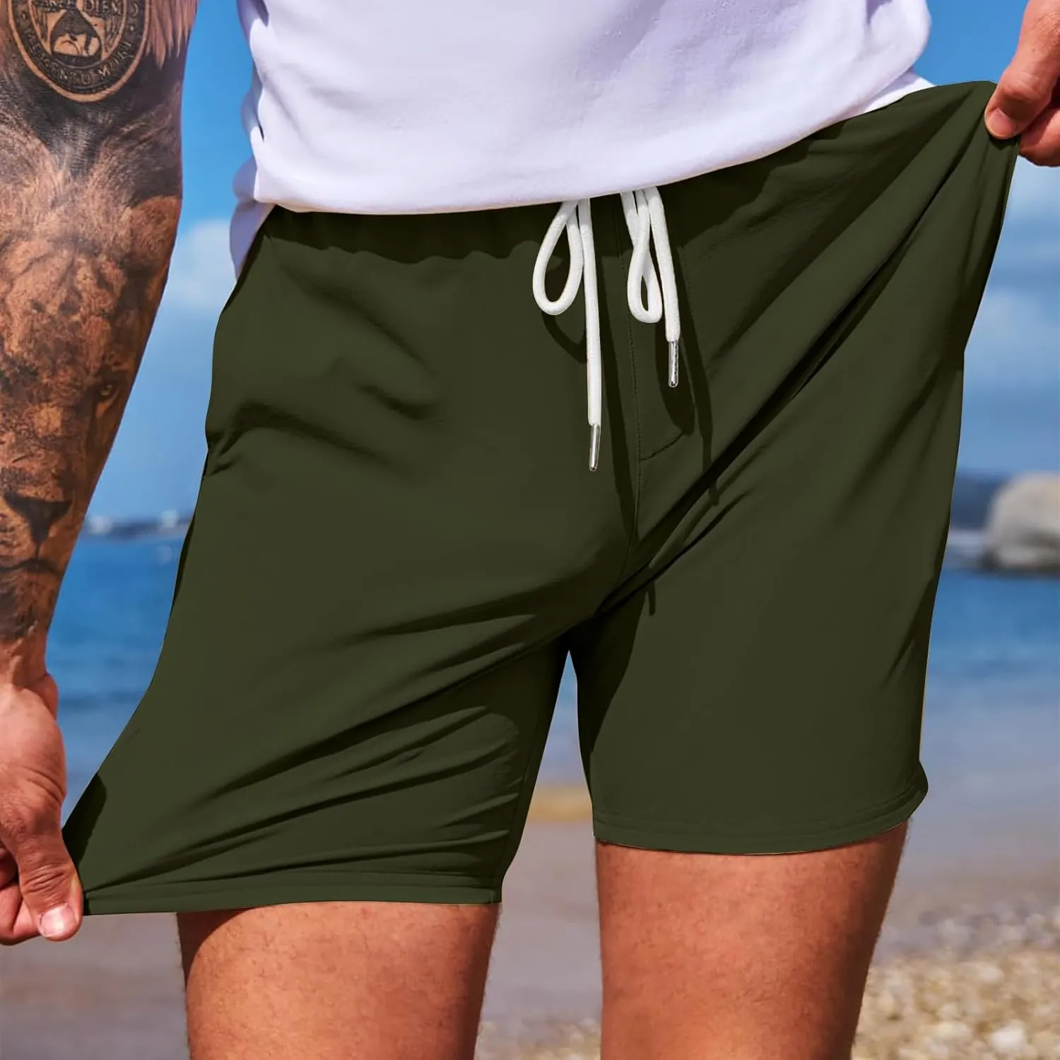 Lastesso Running Shorts Men Casual Lounge Workout Shorts Gym Workout Shorts Fitted 5 Inch Inseam Hiking Shorts with Pocket