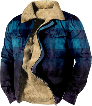 LCMTWX Fleece Plaid Flannel Jacket Pocket Hooded Padded Loose Shirt Top Jacket Coats Shirt Plaid Cotton Hoodies Men Plus