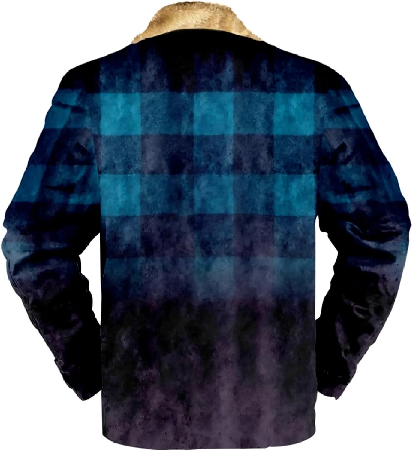 LCMTWX Fleece Plaid Flannel Jacket Pocket Hooded Padded Loose Shirt Top Jacket Coats Shirt Plaid Cotton Hoodies Men Plus