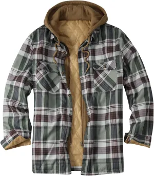 LCMTWX Men's Plaid Hooded Shirts Plaid Print Hooded Zipper Pocket Long Sleeve Shirt Patchwork Jacket Lightweight Shirt