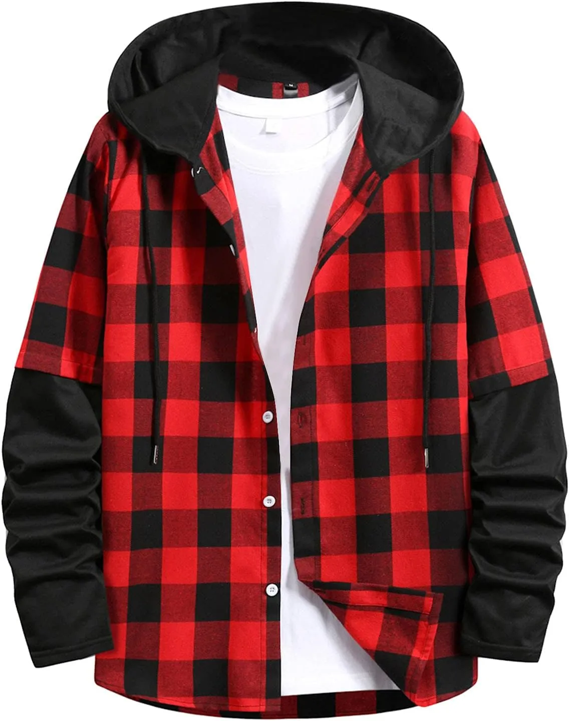 LCMTWX Mens Plaid Jacket Winter Plaid Lapel Pocket Loose Coat Jacket Woolen Coat Top Blouse Fleece Button Down Jackets