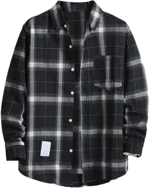 LCMTWX Mens Plaid Jacket Winter Plaid Lapel Pocket Loose Coat Jacket Woolen Coat Top Blouse Fleece Button Down Jackets