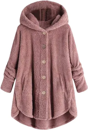 LCMTWX Womens Fuzzy Fleece Jacket Pullover Tail Loose Women Coat Tops Women's Coat Outerwear with Pockets Ski Jackets For