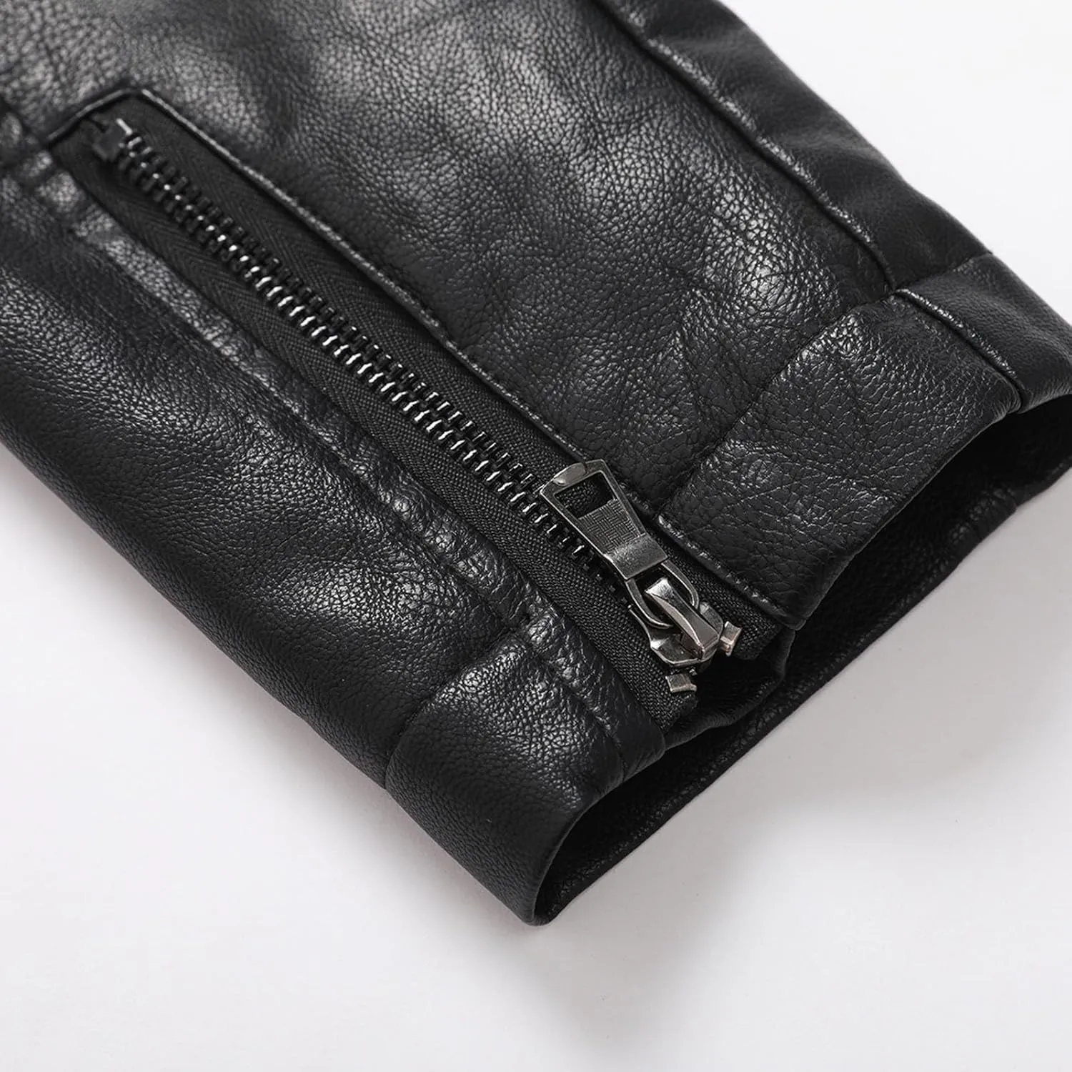 Leather Jacket Men Color Block Motorcycle Jacket Waterproof Biker Jacket Zip up PU Leather Moto Jacket Winter Coat