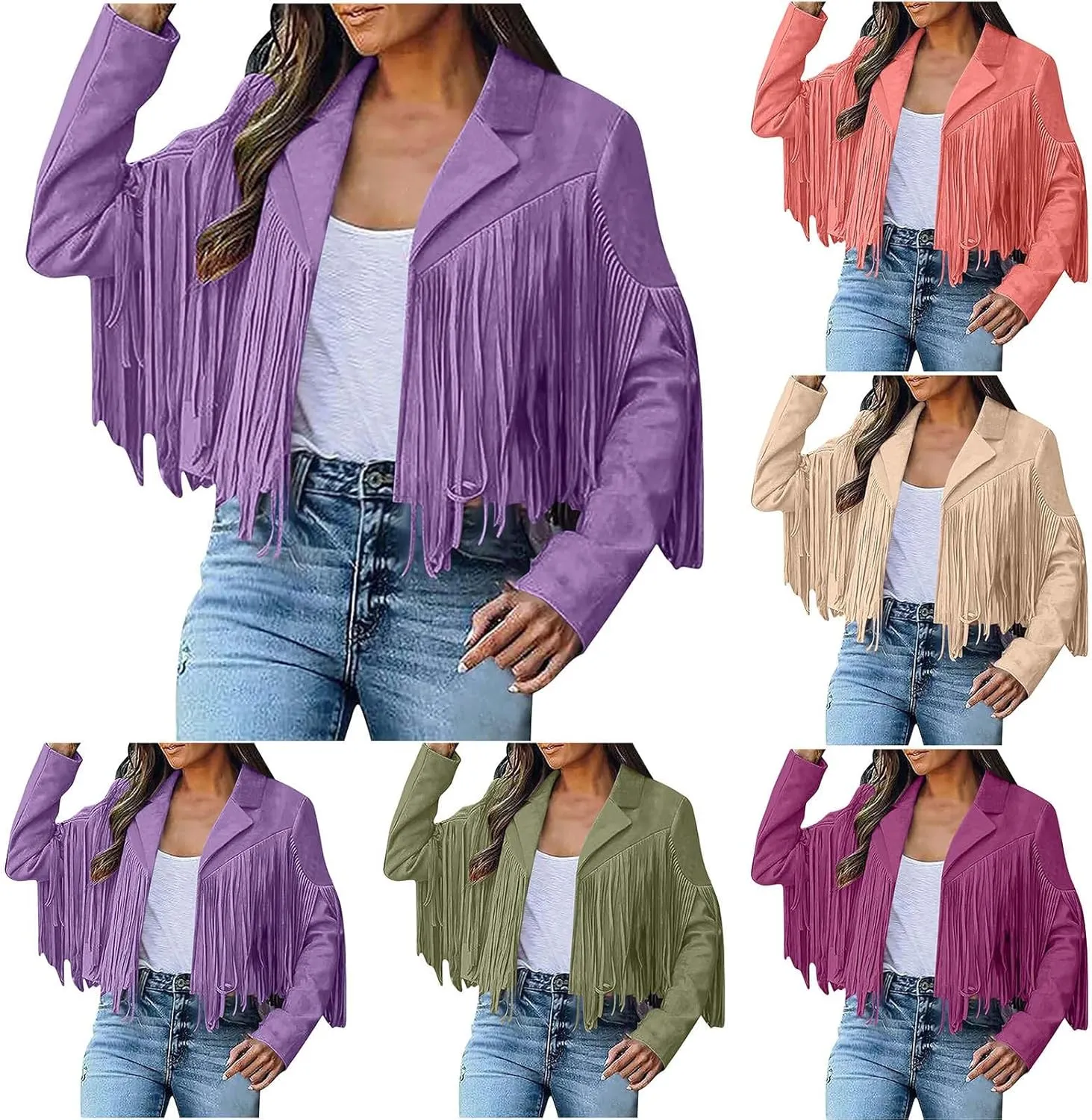 Leather Jacket Women Faux Suede Leather Jacket Zip Up Motorcycle Jacket Open Front Coat Cropped Jacket Vintage Coat