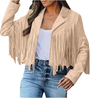 Leather Jacket Women Faux Suede Leather Jacket Zip Up Motorcycle Jacket Open Front Coat Cropped Jacket Vintage Coat