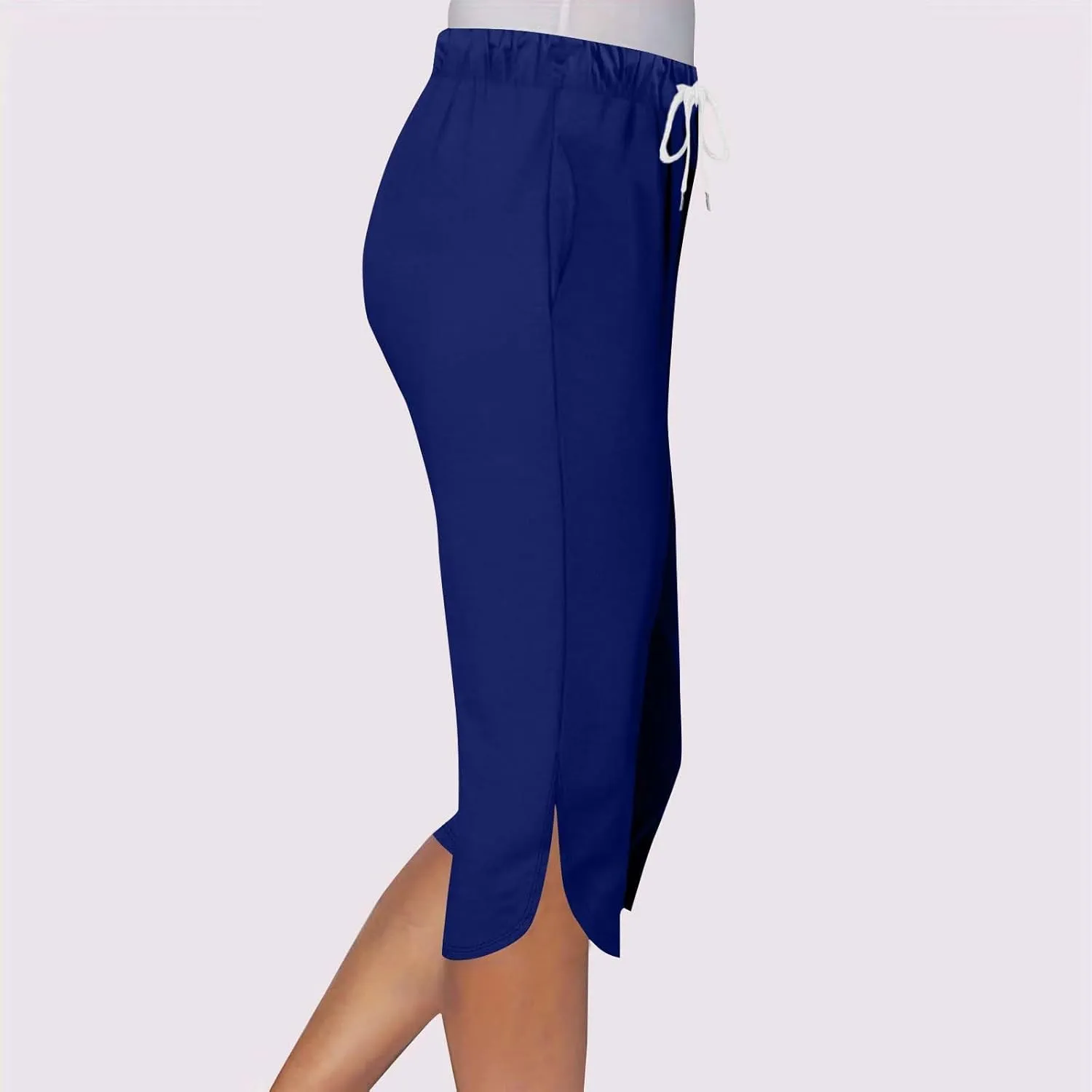LEMONONSTORE 2025 Trendy Women Bermuda Shorts Elastic Waist Drawstring SweatShorts Workout Travel Capri Pants with Pockets