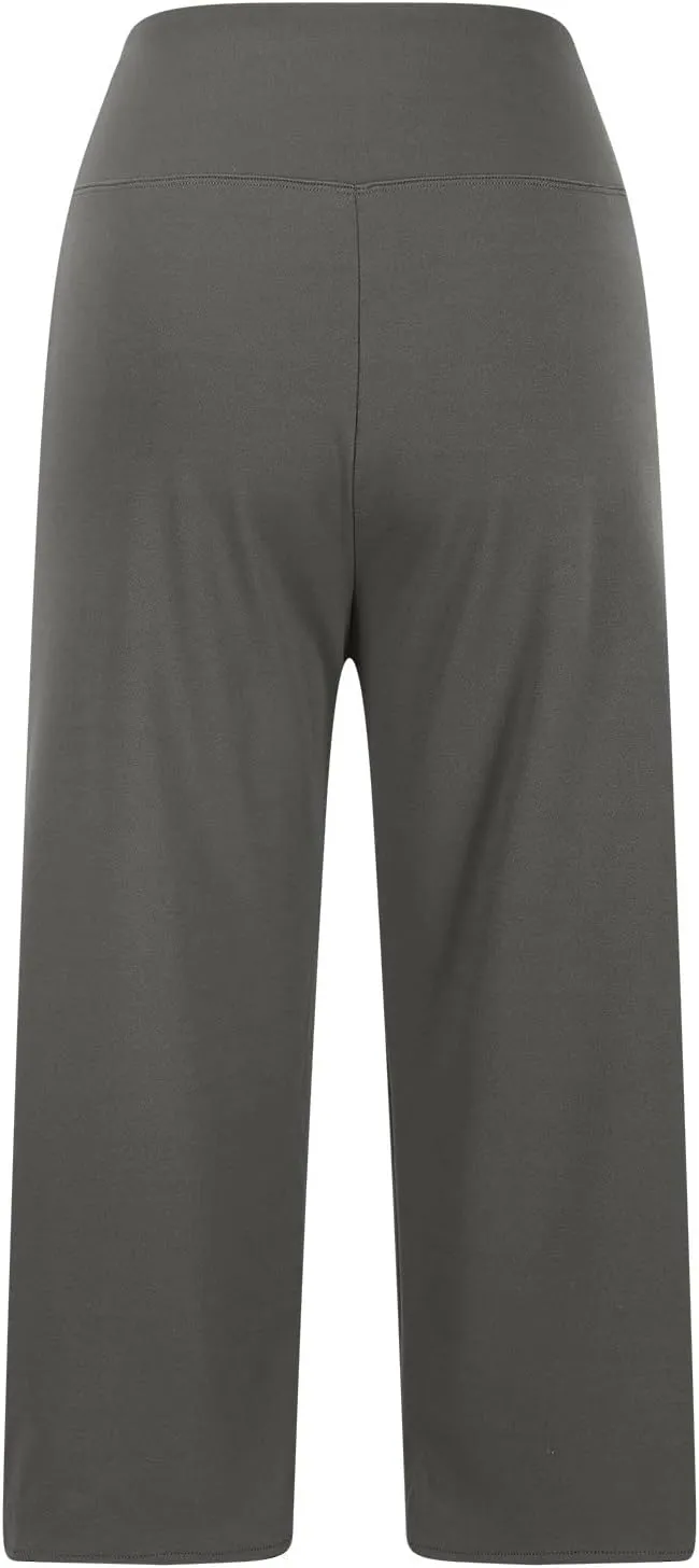 LEMONONSTORE High Waist Wide Leg Yoge Capri Pants for Women Loose Casual Knee-Length Lounge Straight Gym Shorts with Pockets