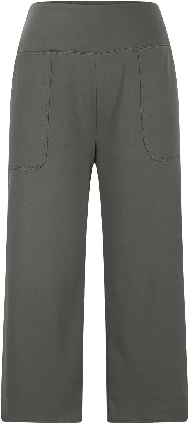 LEMONONSTORE High Waist Wide Leg Yoge Capri Pants for Women Loose Casual Knee-Length Lounge Straight Gym Shorts with Pockets