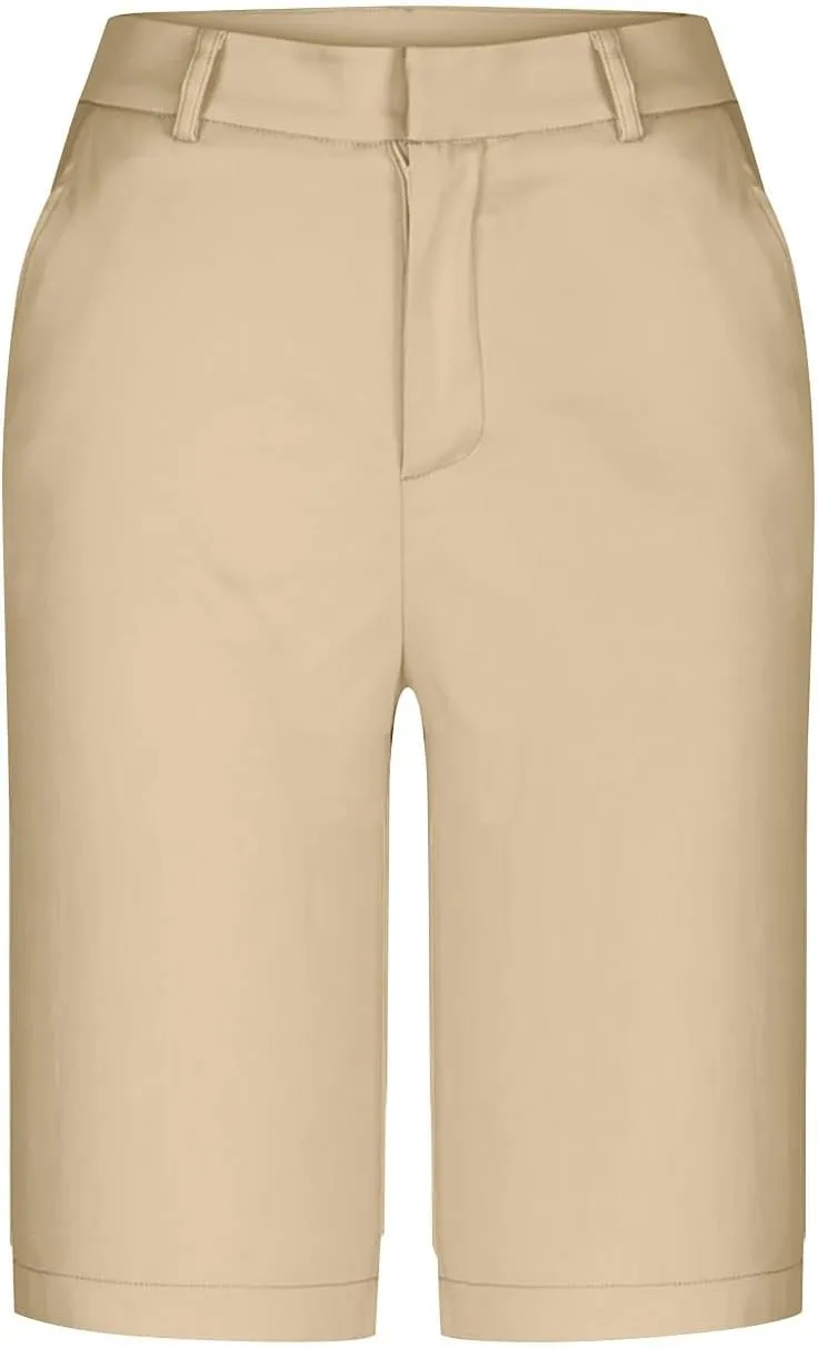 LEMONONSTORE Summer Dress Shorts for Women Straight Wide Leg Work Office Capri Pants High Waist Beach Vacation Lounge Outfit