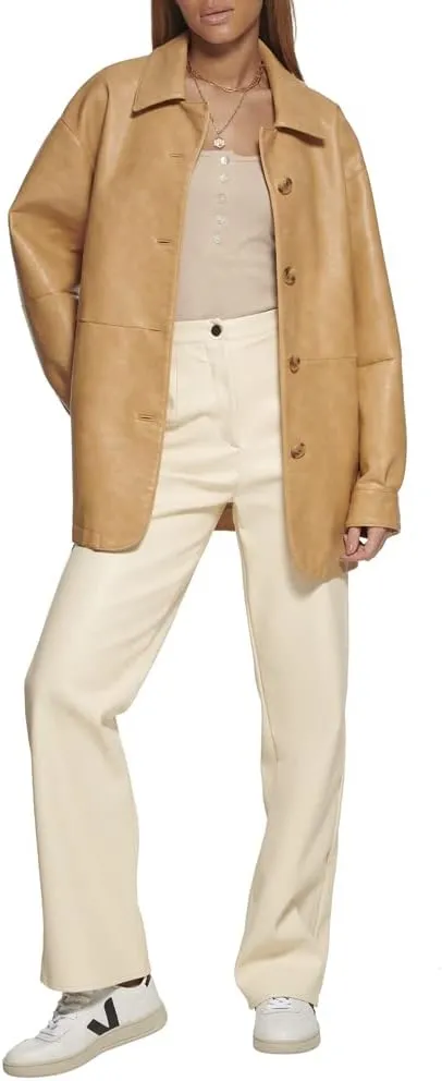 Levi's womens Relaxed Fit Faux Leather Blazer