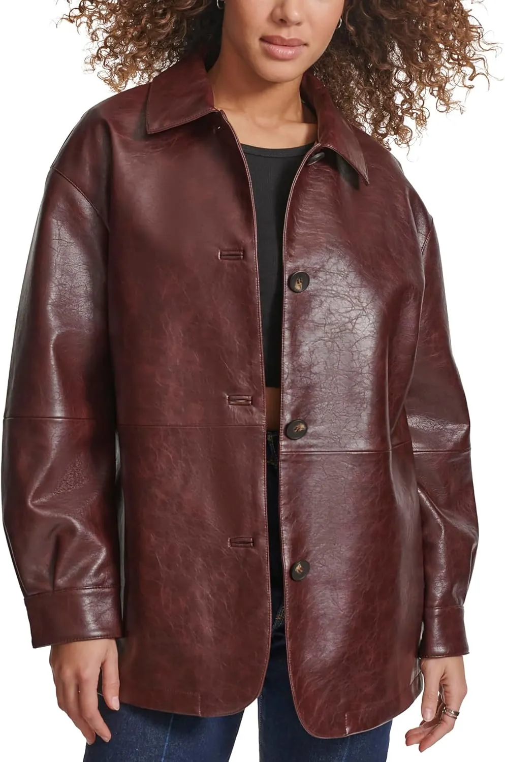 Levi's womens Relaxed Fit Faux Leather Blazer
