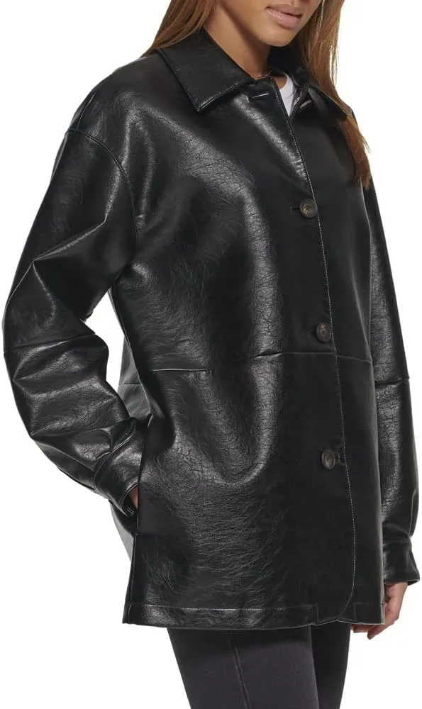 Levi's womens Relaxed Fit Faux Leather Blazer