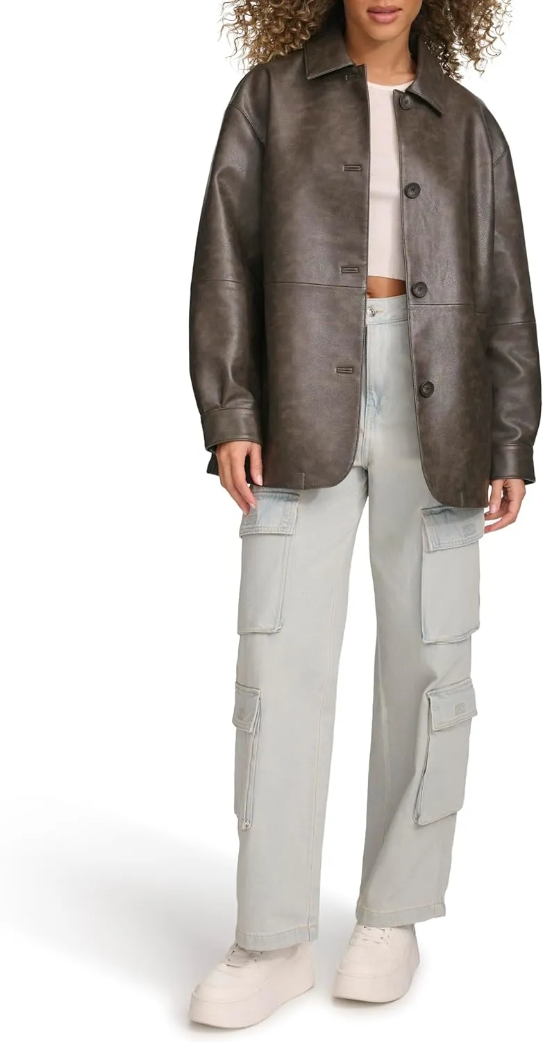 Levi's womens Relaxed Fit Faux Leather Blazer