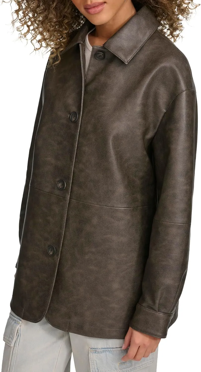 Levi's womens Relaxed Fit Faux Leather Blazer