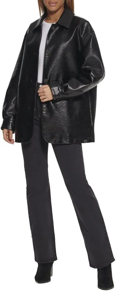 Levi's womens Relaxed Fit Faux Leather Blazer