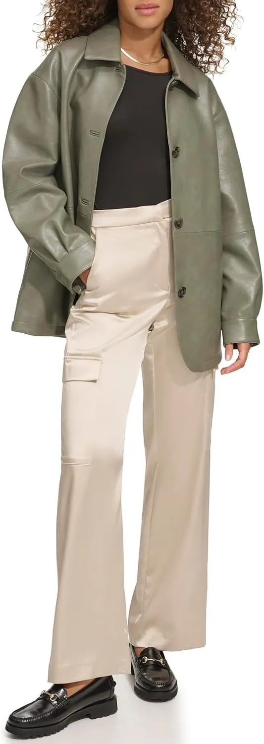 Levi's womens Relaxed Fit Faux Leather Blazer