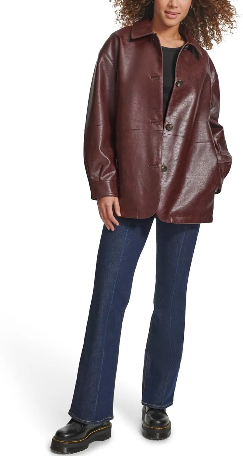 Levi's womens Relaxed Fit Faux Leather Blazer