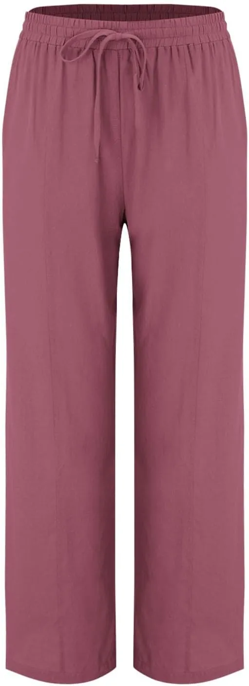 Linen Pants Women 2025 Summer Beach Lounge Palazzo Trousers Loose Elastic Plus Size Drawstring with Pockets Pants