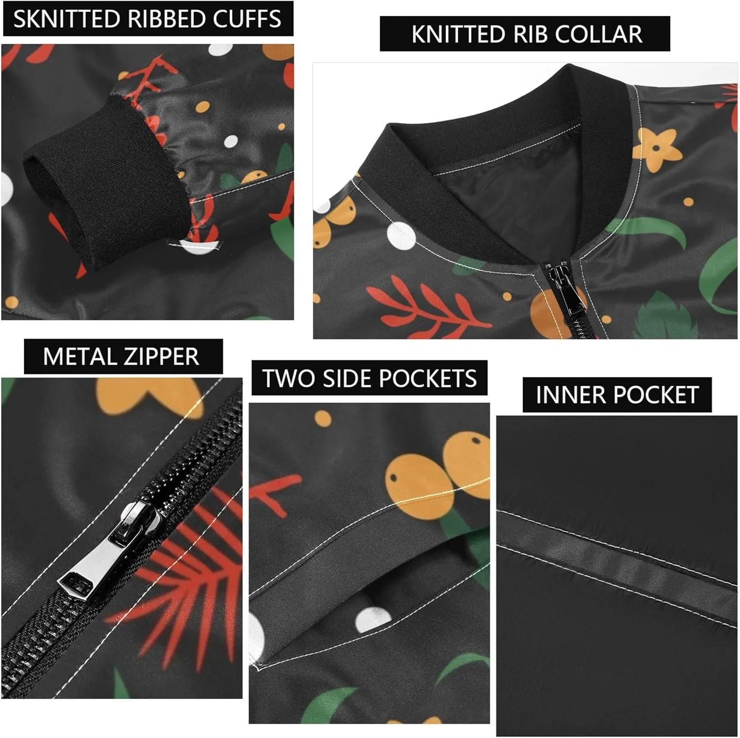 linqin Wild Berries and Flowers Men Jackets Lightweight Mens Windbreaker Jackets Lightweight Waterproof Shell Coat Outwear