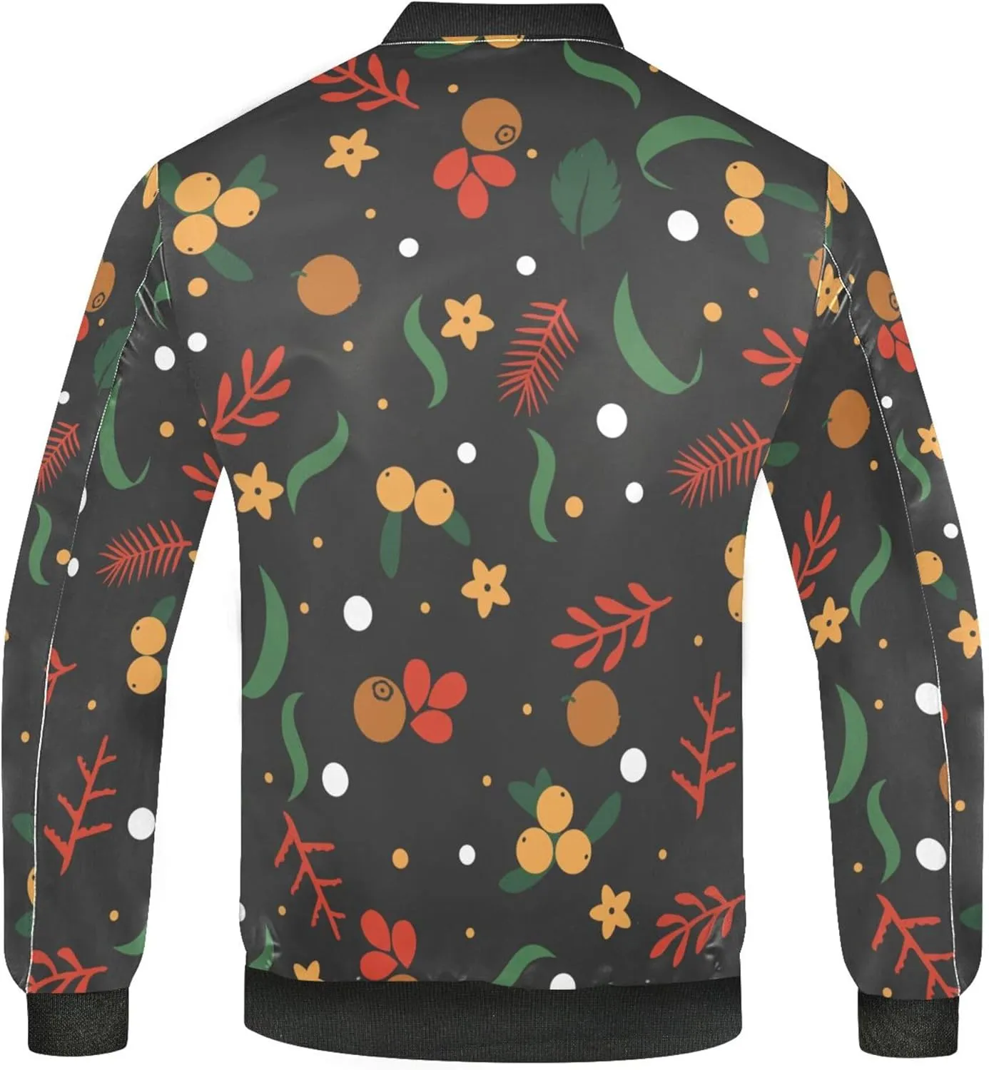 linqin Wild Berries and Flowers Men Jackets Lightweight Mens Windbreaker Jackets Lightweight Waterproof Shell Coat Outwear