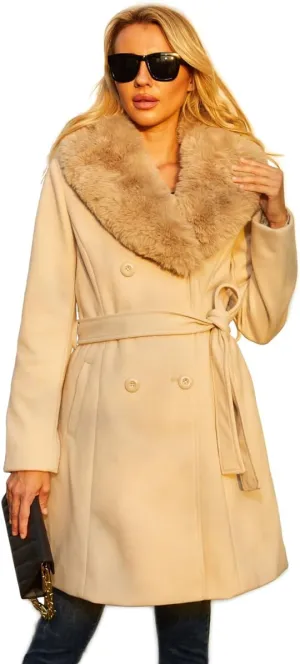 Long Pea Coat for Women Faux Leather Trench Coat Winter Outwear Womens Overcoat Casual Wrap Coat