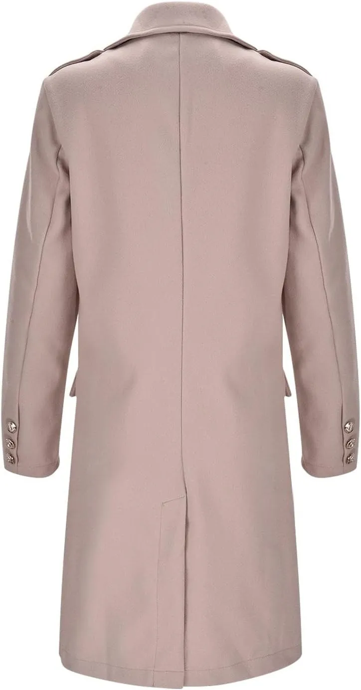 Long Wool Soft Coats for Women Double Breasted Trench Coat Winter Work Office Notch Lapel Overcoat Pocketed Outwear